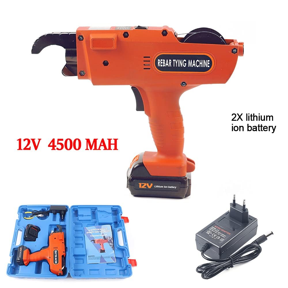8 – 34 mm Rebar Tying, rilegatrice elettrica, 4500 mAh, set di attrezzi per animali rebar, bendaggio di rinforzo + 2 batterie