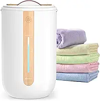 Keenray Aquecedor de toalhas para banheiro, balde de aquecedor de toalhas com barra de progresso de aquecimento, suporte de disco de fragrância, alça de couro, balde de toalha de desligamento