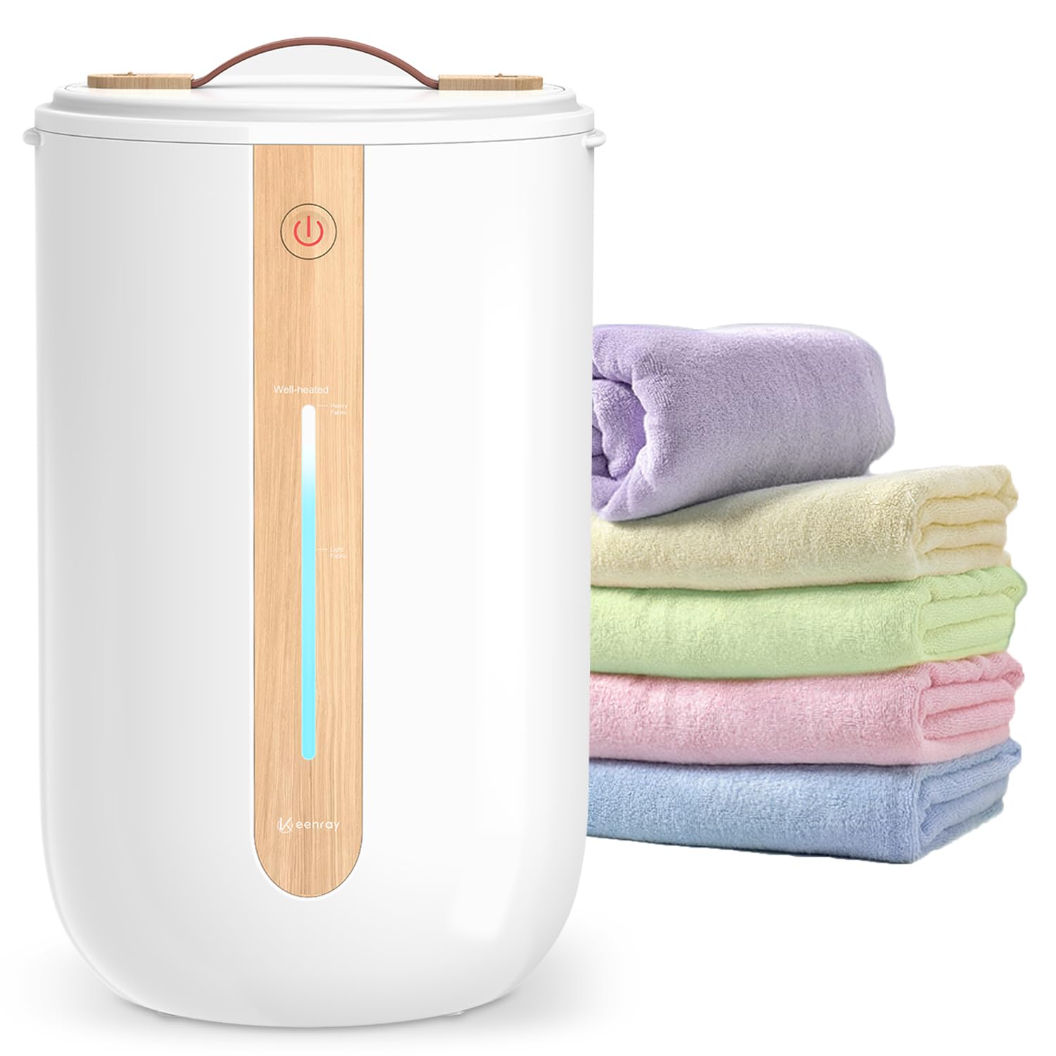 keenray towel warmer for bathroom towel warmer bucket with heating progress bar fragrant disc holder leather handle auto shut-off towel bucket fits up to 2 4034 x 7034 towels bathrobes blankets