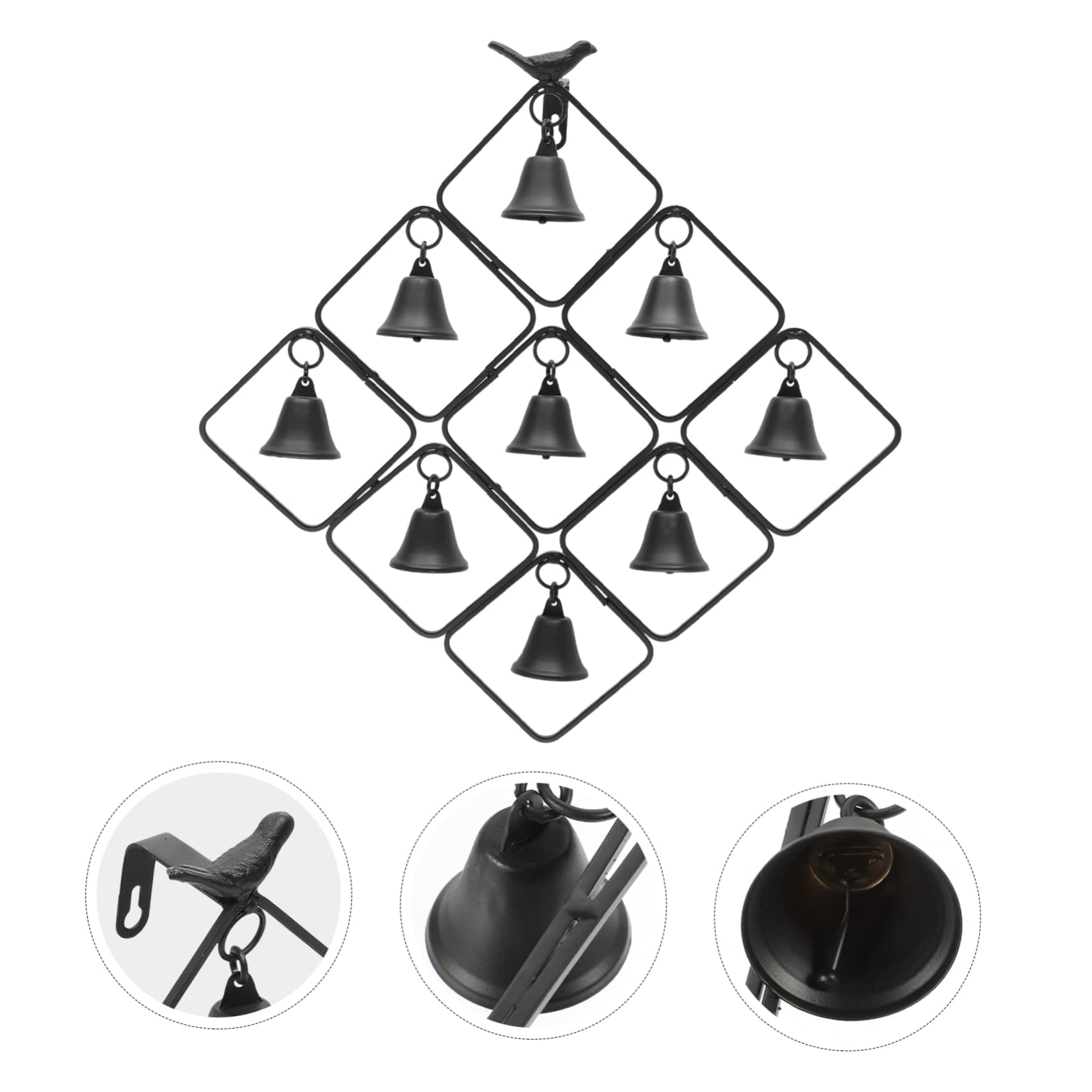 Abaodam Gartenglocke Aus Eisen Windspiel Für Außenbereich Metall-Windspiel Mit Anhänger Garten-Dekoration Innenhof-Accessoire Flexibel Einsetzbar Klarer Klang Im Wind
