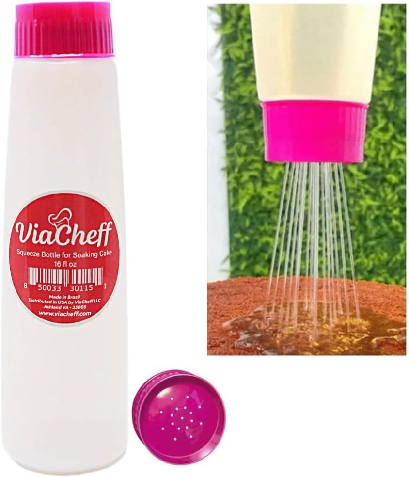 Plastic Bottle for Soaking Cake (16 fl oz) Pink Neon Lid