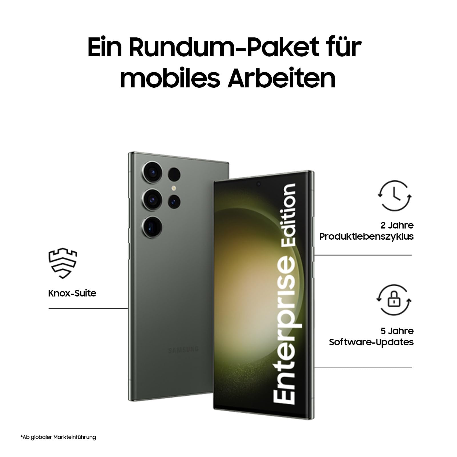 Samsung Galaxy S23 Ultra Enterprise Edition, inklusive Stift, 6,8 Zoll Android Smartphone, 256 GB, 5.000 mAh Akku, Business Handy, Smartphone ohne Vertrag, Phantom Black
