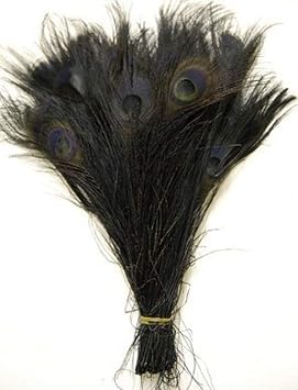 KOLIGHT Fashion 1012inch2530cm Natural Dyed Peacock Feathers DIY Wedding Party Home Hair Decoration Feathers 25pcs, Black