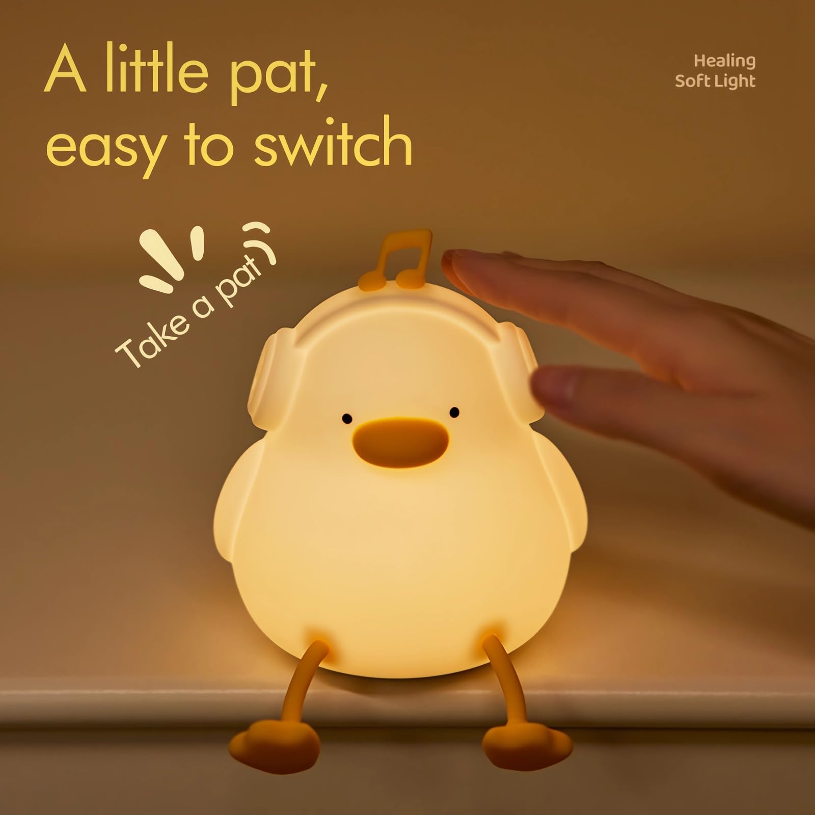 Nachtlicht für Kinder, niedliche Musik-Enten-Lampe, 3-stufig dimmbar, über USB wiederaufladbar, mit Timer, beruhigendes Tierspielzeug für Kinderzimmer, Schlafzimmer, Schlafsaal, Geschenk für Jungen