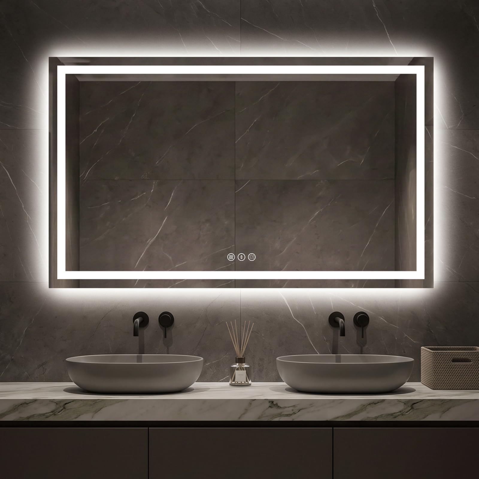 Kosmonia 36x60 Inch LED Bathroom Mirror with Lights