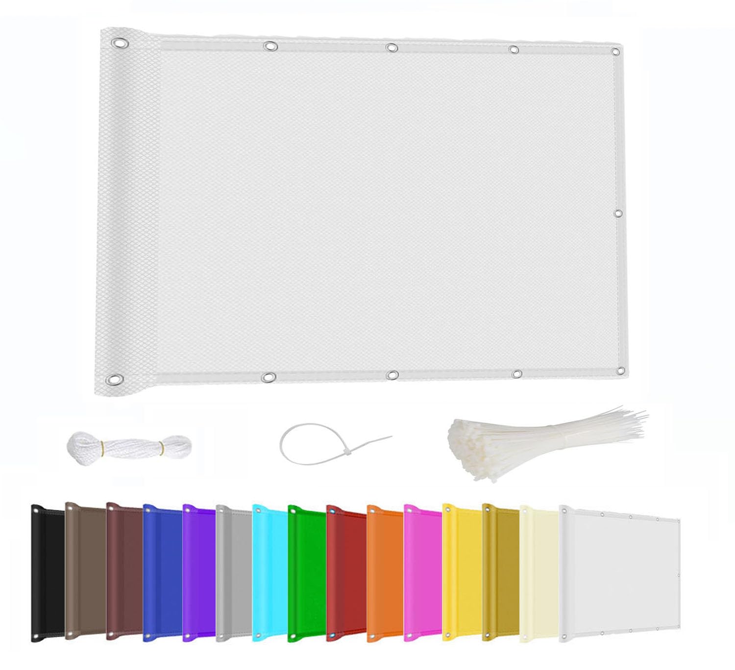 Kebinmaoyi Balcony Privacy Screen PVC UV-Anti Waterproof Multiple Colors for Garden Backyard Deck Patio Fence Porch White,1.1x6.5m(3.6ft x21.3ft)