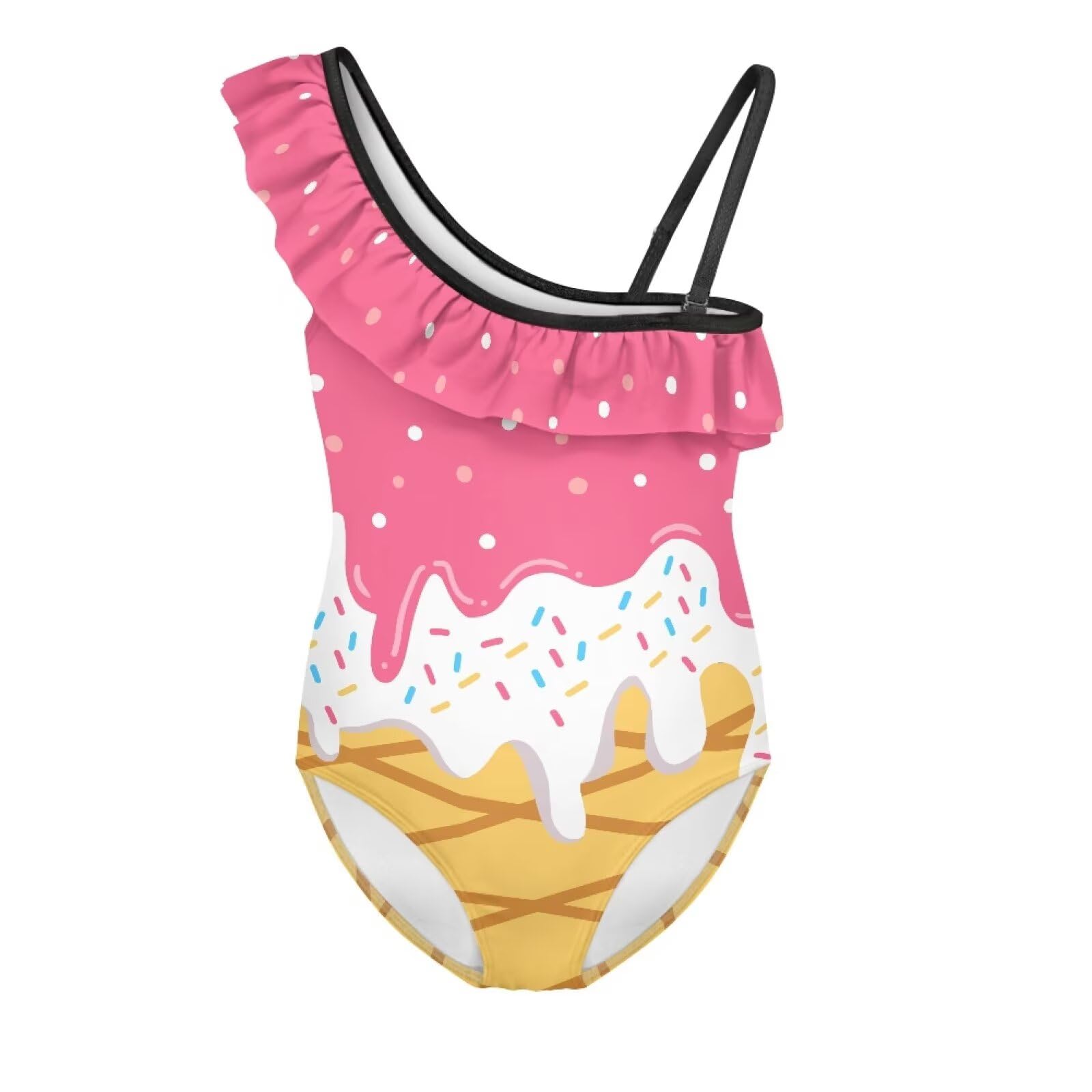 Girls One Piece Bathing Suit,Slim-Fit Ruffle Strap Swimsuit with Adjustable Strap Quick Dry Summer Beach Swim Suit