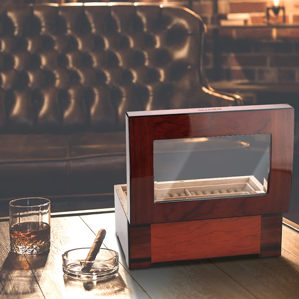 PIPITA Cigar Humidor, Luxury Handmade Cigar Humidor Box with Hygrometer