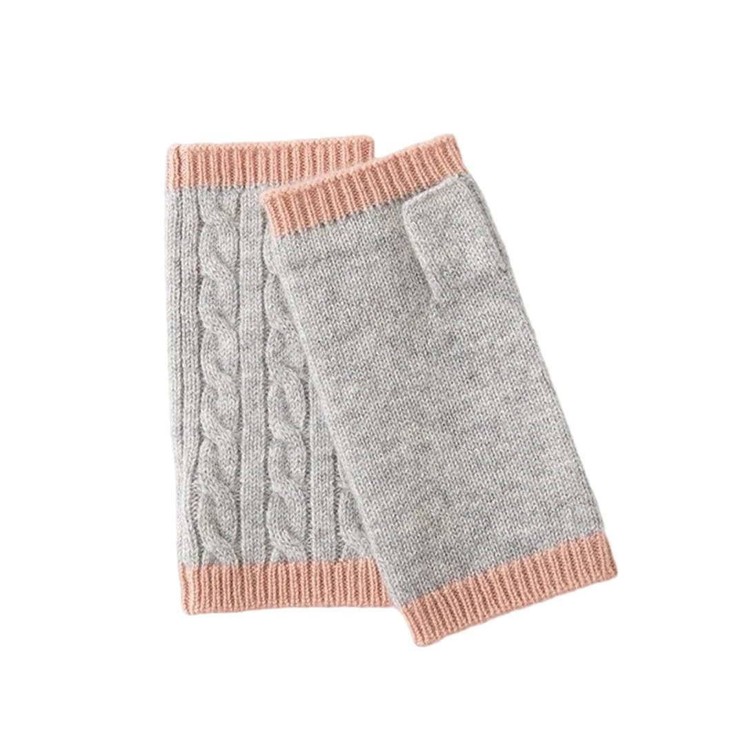 Mitones de punto trenzado para mujer, con retazos, sin dedos, térmicos, para uso diario y casual