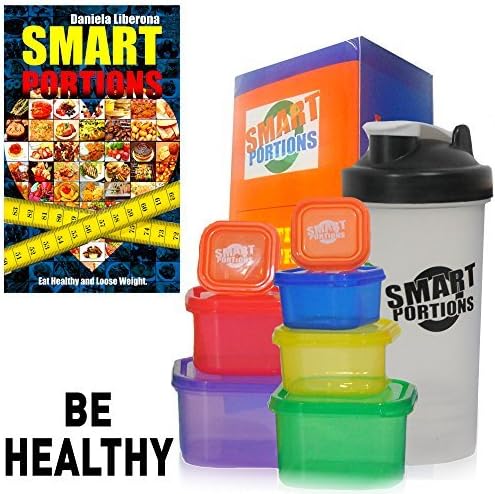 SMART PORTIONS Containers Kit For Weight Loss, LEAK & BPA Free, Easy Storage, 7 PCS Multi Colored in Giftbox + FREE SHAKER LEAK FREE BONUS , GUIDE FOR 21 DAYS, E-BOOK Guide For Loss weight