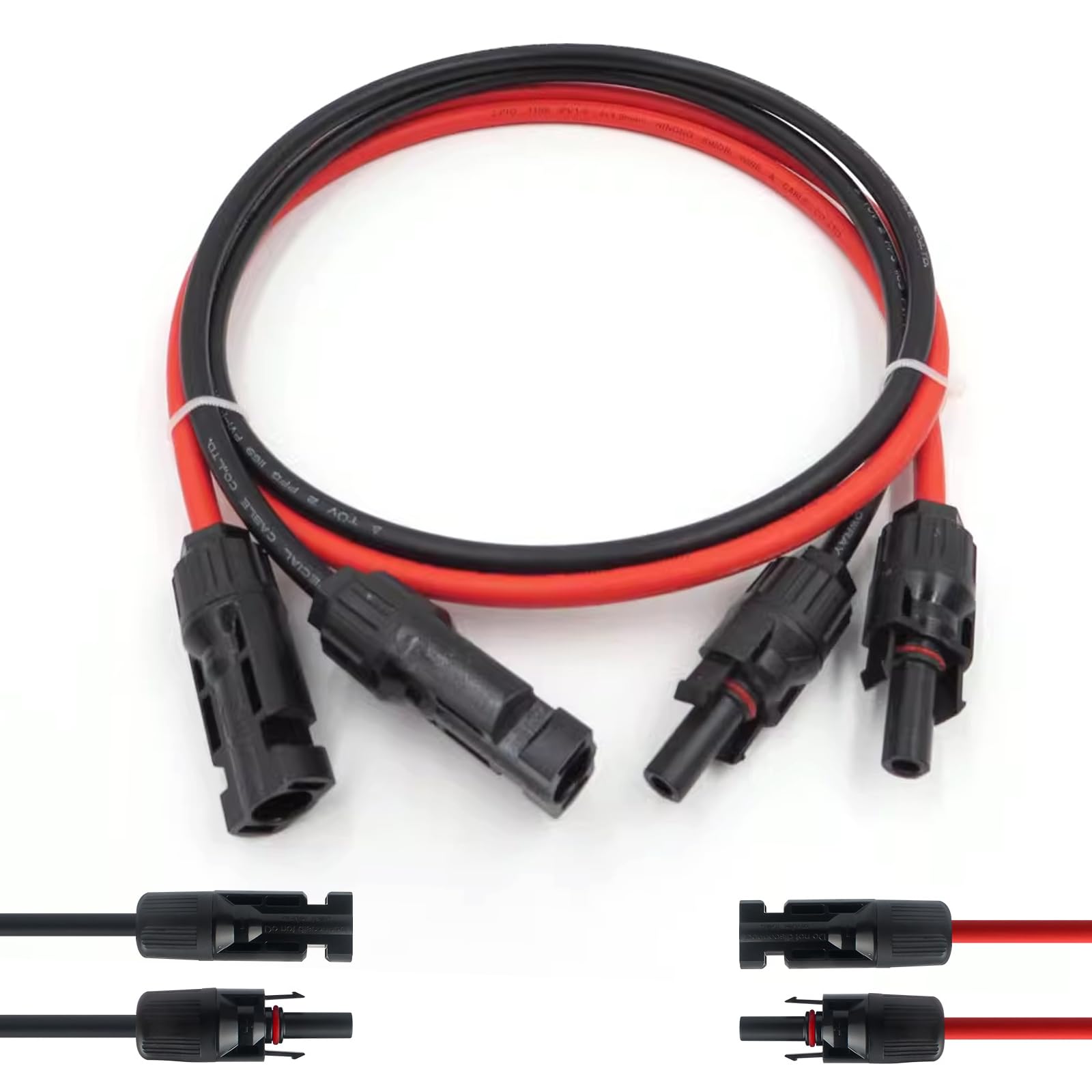 Uncle yang Solarkabel 6mm²/4mm² Verlängerung - IP67 MC-4 Kabel für Photovoltaik Solarpanel - 1 Paar (Rot & Schwarz) XLPE-Isolierung - 0.5M/1M/2M/3M/4M/5M (1M, 4mm²)