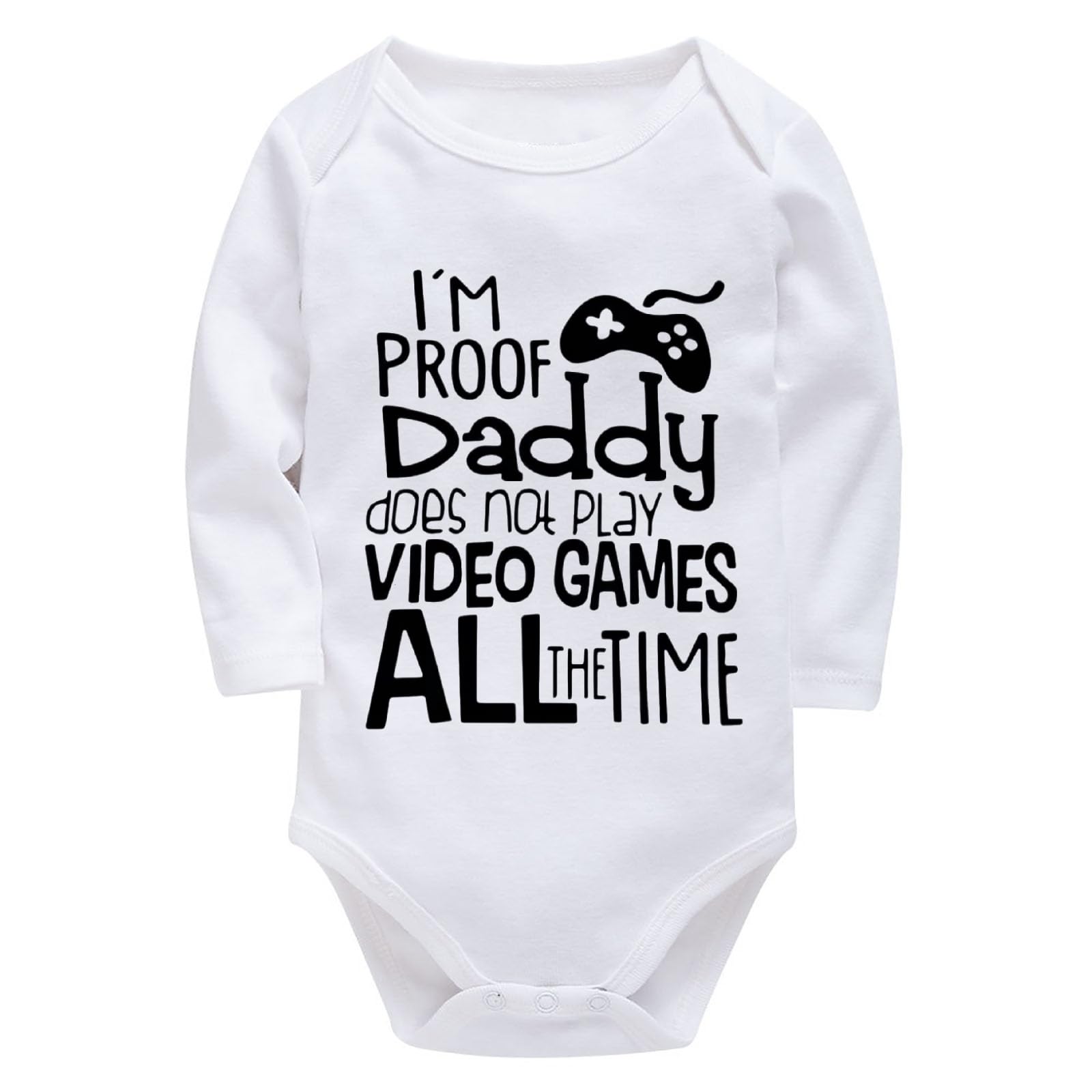 WOOYONGING I'm Proof Daddy Does Not Play Video Games All The Time Newborn Romper Baby Boy Long Sleeve Neutral Baby Clothes 18 Month