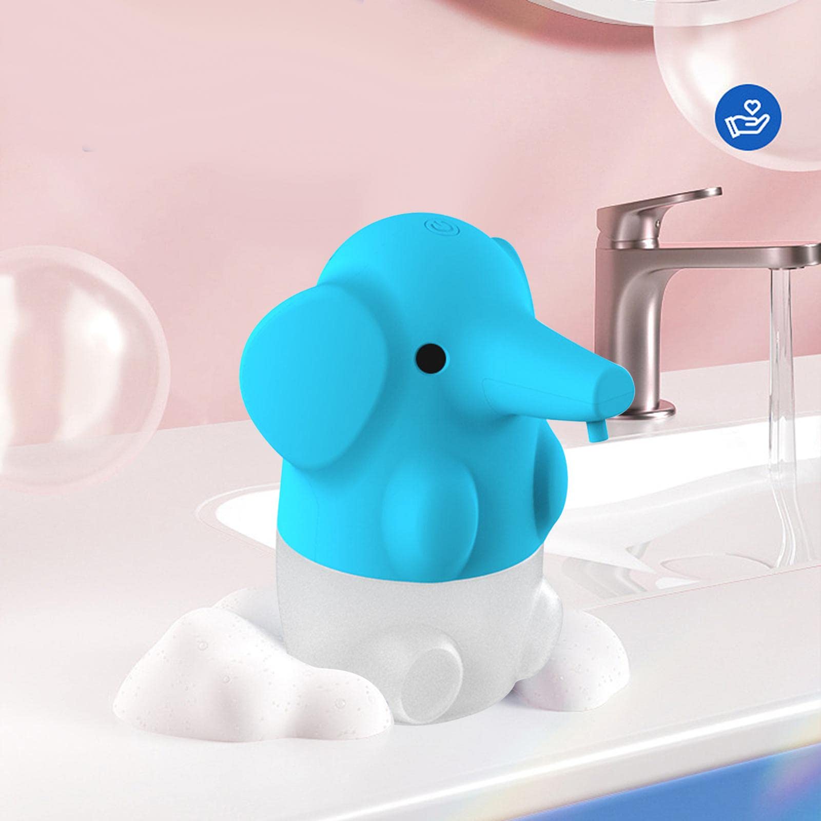 Dispensador Automático de Jabón con Forma de, Bomba de Espuma, Infrarrojo, Depósito de 250 Ml, Puerto USB Doble, Práctico Y Adecuado P, Azul, Individual