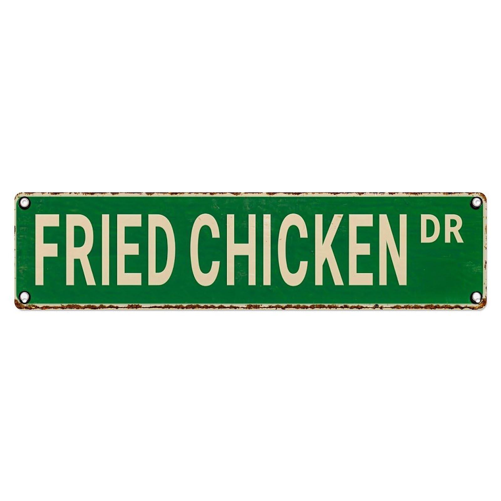 Fried Chicken Dr Retro Metal Tin Sign, Vintage Decor Art Poster for Bar, Home, Man Cave, Kitchen, Laundry Room Gift 4x16Inch