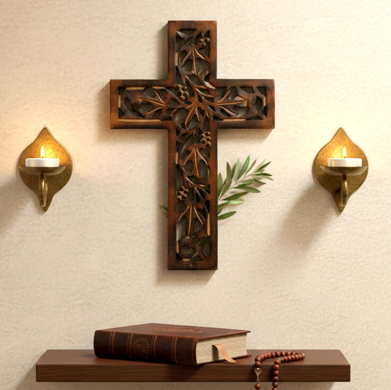 ESPLANADE Jesus Christ Cross Catholic Wooden Crucifix for Wall, Church Chapel | Home Decor | Wood - 12.25 Inches - Brown