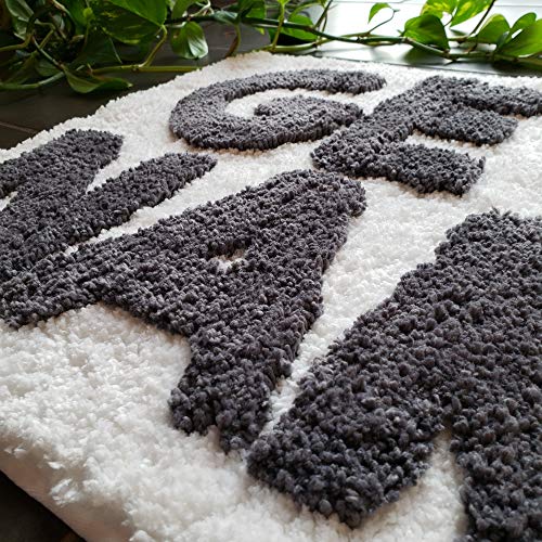 Image of New Mungo Get Naked Bath Mat for Bathtub - Cute Bath Rugs for Apartment Decor - Bath Mats for Bathroom as Shower Floor Mat - Tufted Gray and White Bathroom Rug - 31 inch x 20 inch