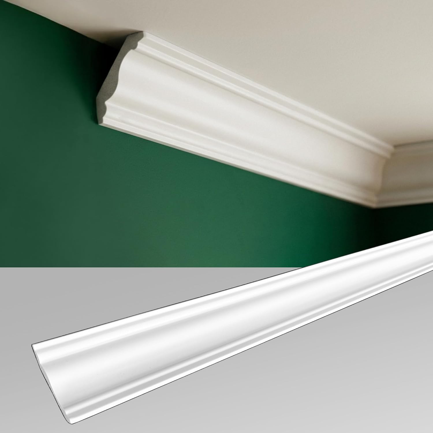 Listelli da soffitto 100 cm – modanature decorative in stucco per parete e soffitto – leggeri, duri e indeformabili – verniciabili – JC335-W listello 04-15 pezzi | 15 m)