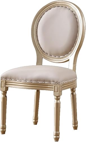 Miniatura 16 de Juego de 4 sillas de comedor de campo francés, sillas de comedor tapizadas de granja, silla de cocina con respaldo redondo y patas de madera, silla