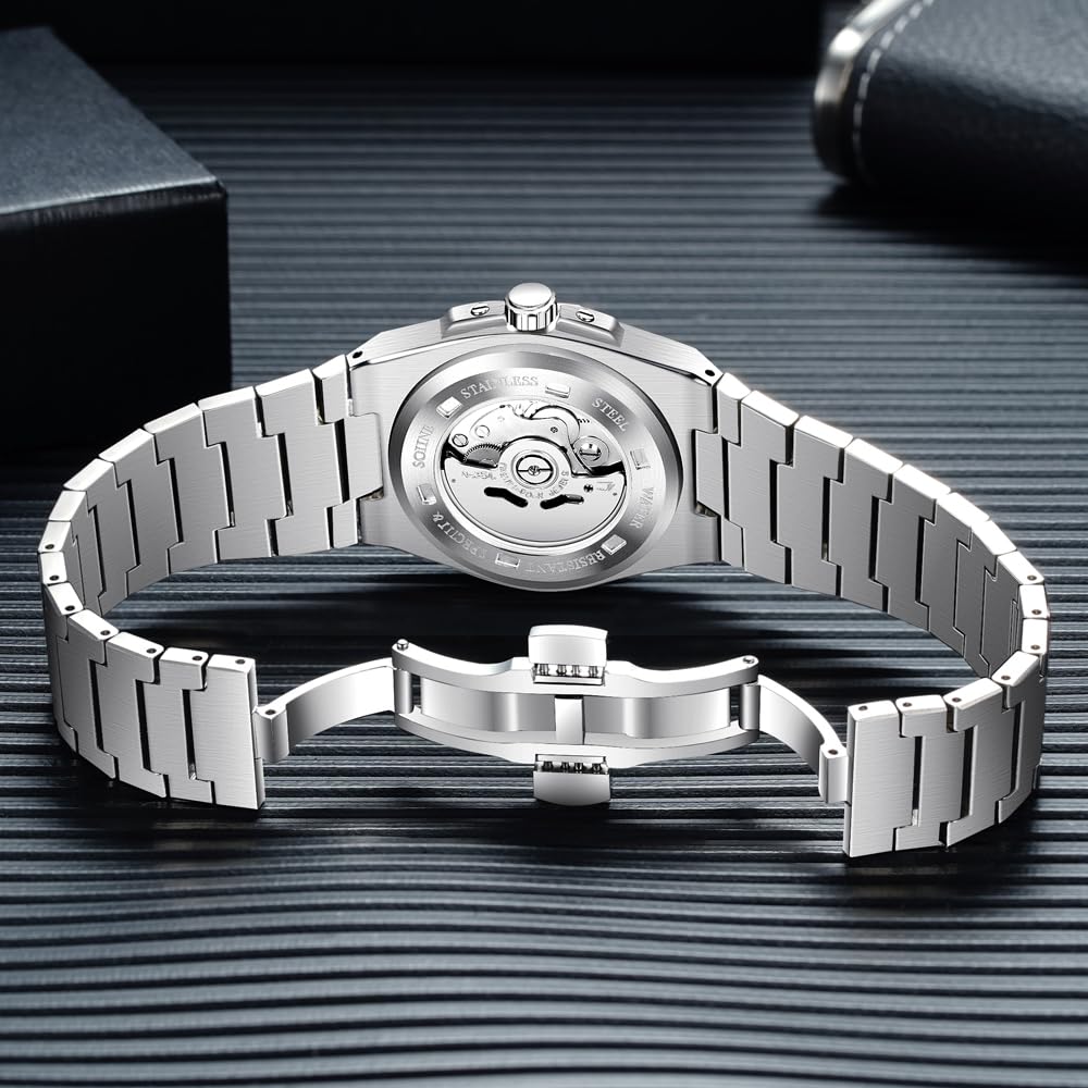 TACTO Specht & Söhne Orologi automatici da uomo con quadrante Honenycomb in acciaio inossidabile NH35 Movt Orologi da polso meccanici impermeabili 50M per uomo