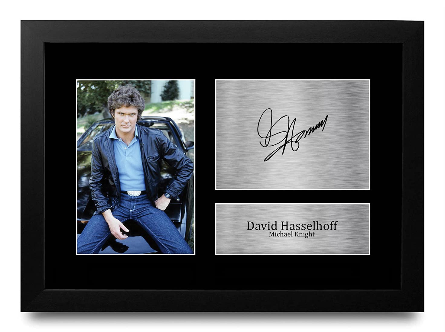 HWC Trading FR A4 David Hasselhoff Knight Rider Regali Stampati Autografo Firmato Immagine Per Gli Appassionati Di Programma Televisivo - A4 Framed