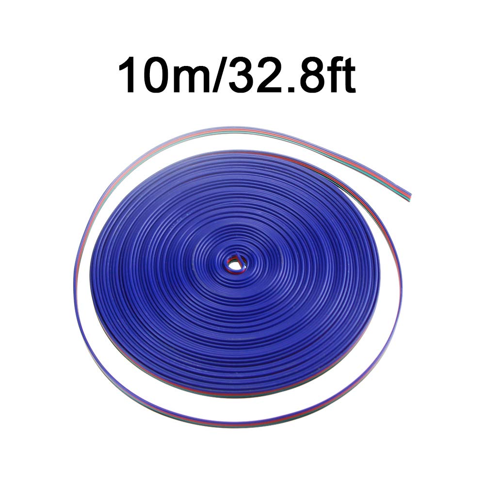 10M 22AWG 4 Broches Câble D'extension RGB Fil Electrique 4x0.32mm² 22 Jauge 33ft Cordon Ligne 4 Conducteurs pour Bande de LED RVB 5050 3528