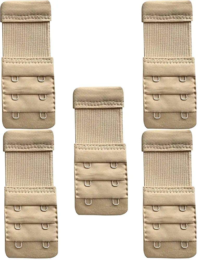 secret admirer Bra Hook Extender to Increase Bra Length for Backless Dresses -2 Hook - 3 Eye, Extra Elastic, Combo Pack Beige-picture-4