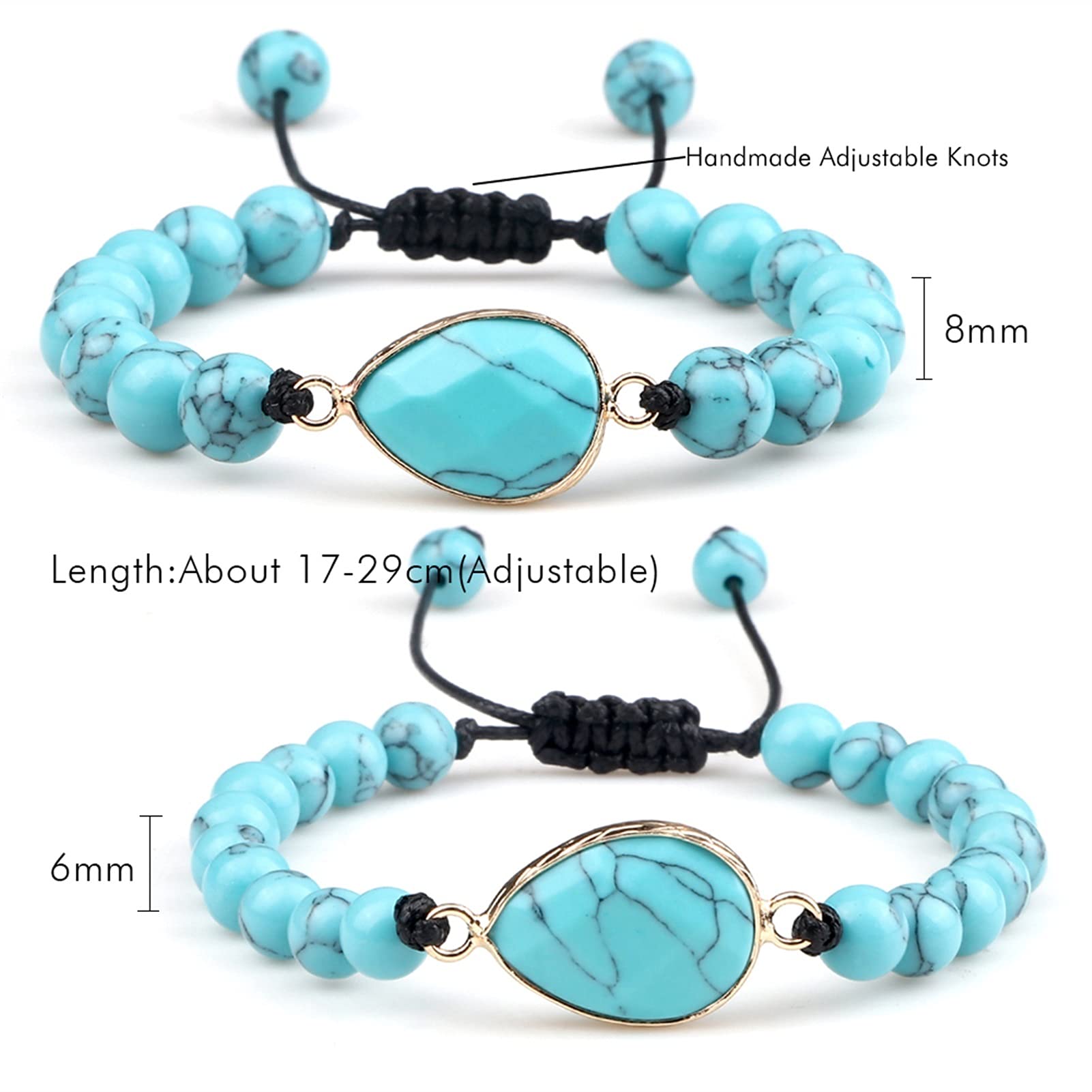 Pulsera de Piedra Natural 6/0.315 in Pulsera de Piedra Natural Encanto Forma geométrica turquesas Pulseras con Cuentas brazaletes Hechos a Mano joyería para Mujer Pulsera joyería