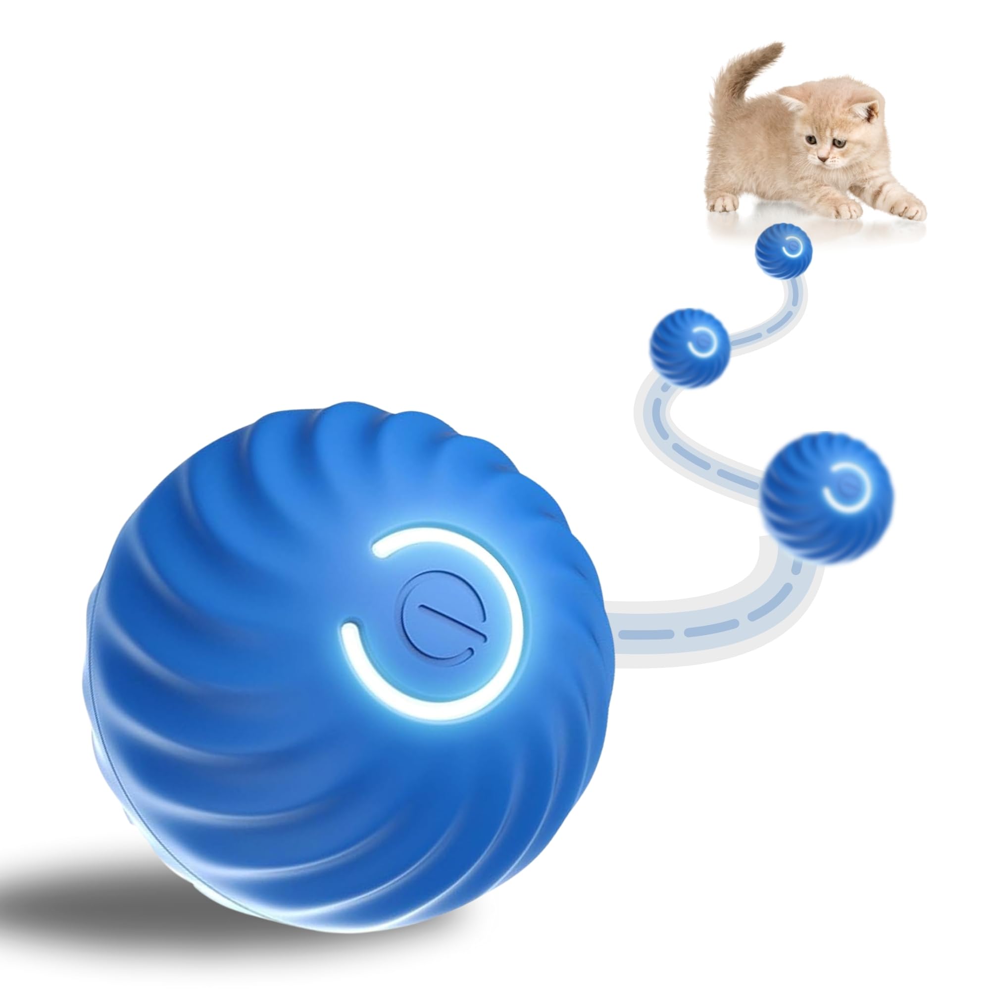 BURAQ Smart Gravity 360° Self Roller Bouncing Ball Cat Toy with LED Lights, Type-C Charge, Interactive Cat Toys