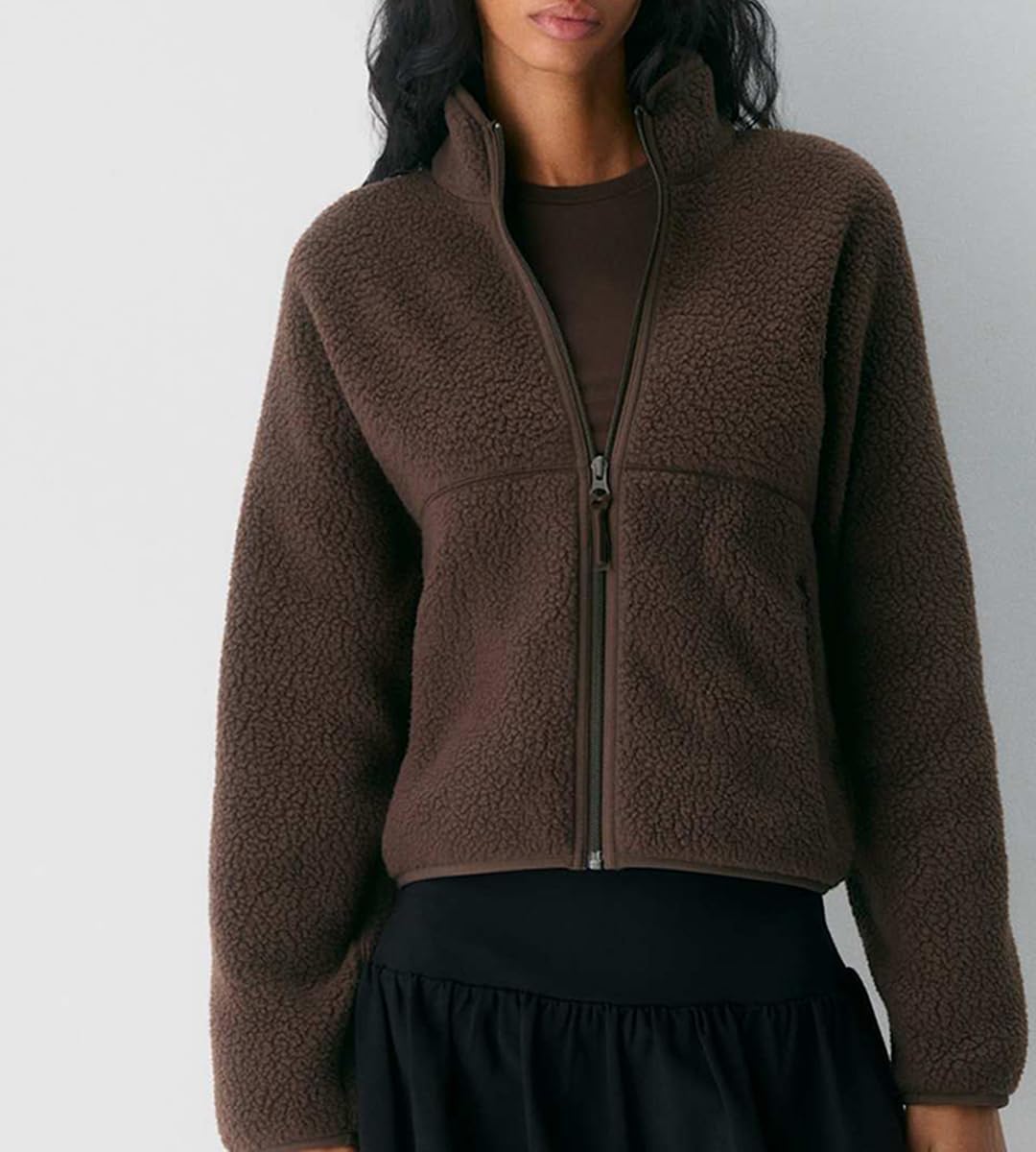 Fleece Jackets Women Causal Long Sleeve Sherpa Jacket Warm Ziper Fuzzy Coat Sweatshirts Trendy with Pockets - Image 4