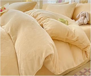 Plysch Duvet Cover Set Varm Milk Fleece Påslakan Set Fluffiga Sängkläder och Plyschtäcke(17, Queen Size 4pcs)