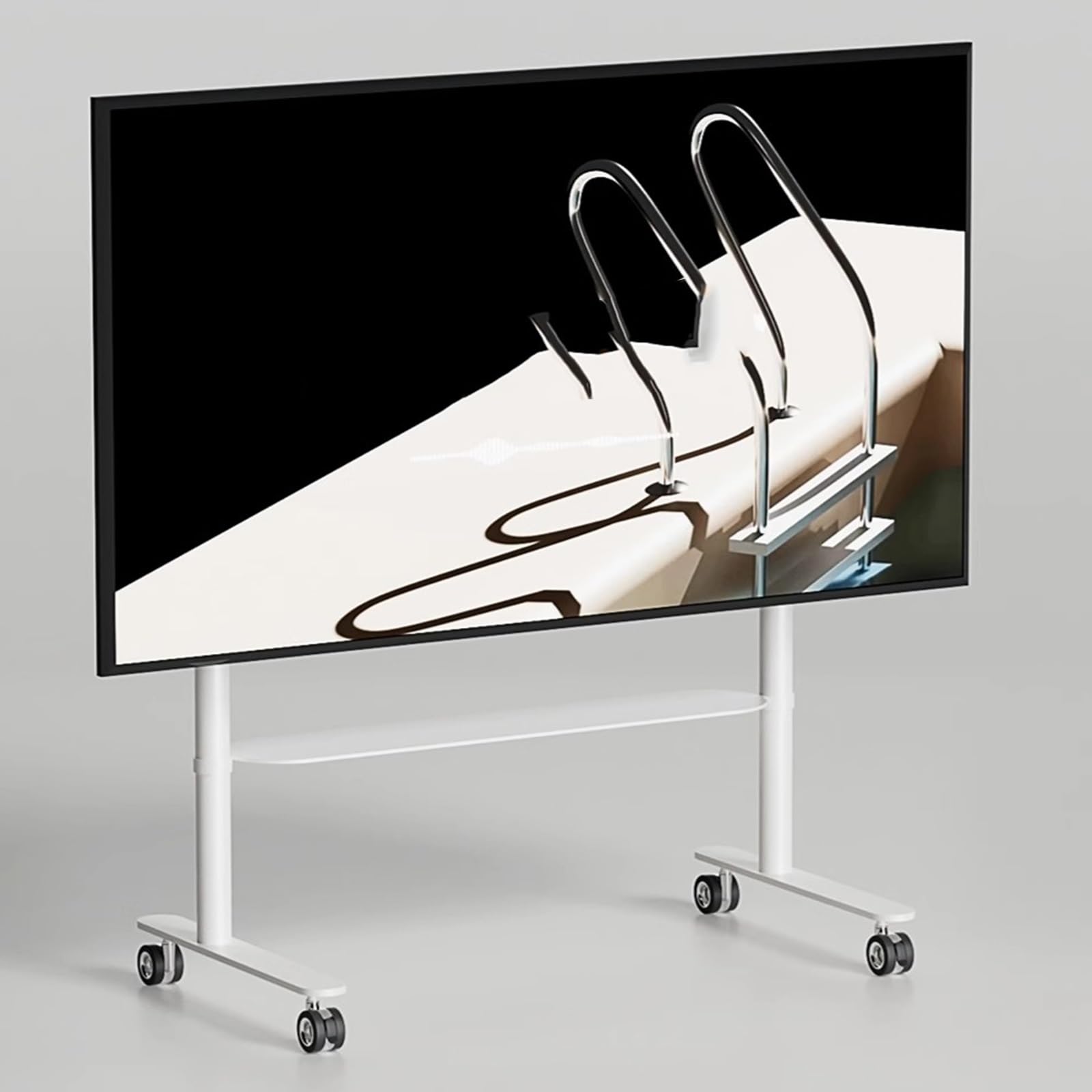 DFGHNBVC Tv Stand, Rolling Tv Stand, Television Stands, Entertainment Stand, For 50-75 Inch Tvs, Height Adjustable, Mobile Tv Stand With Shelf, For Home Office,White