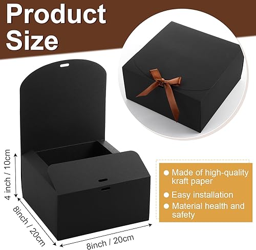 Miniatura 2 de Chinco 12 cajas de regalo negras con tapas de 8 x 8 x 4 pulgadas, caja de propuesta de dama de honor con cinta para boda, despedida de soltera,