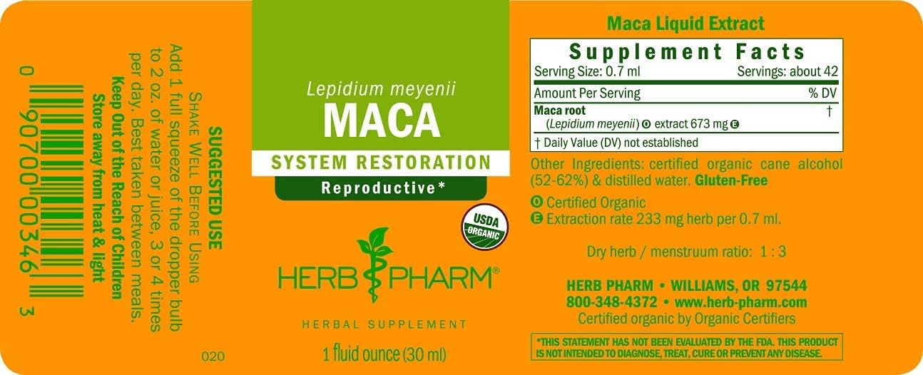 Herb Pharm Certified Organic Maca - 1 Ounce (090700003463)