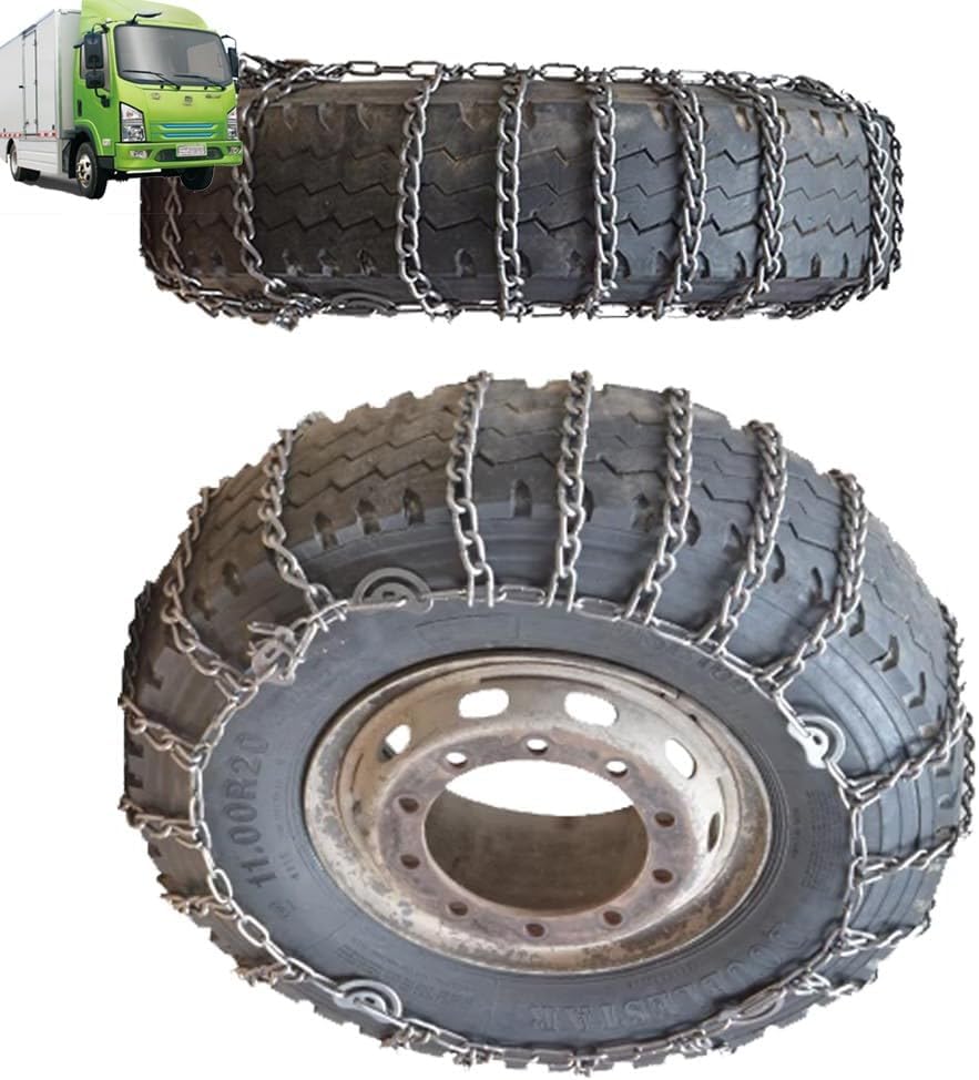 YAGOLD Snow Chains Tire Chains for Cars SUV Pickup Trucks Commercial Trucks- Quick Fit and Easy Installation,Reusable Universal Emergency Traction Snow Chains 2pcs 11.00-20 9mm 205/75R17.5