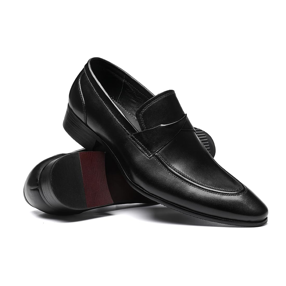 Loafers Casuales Negocios para Hombre Mocasines Formales en Cuero Zapatos Bajos con Cordones Pull On