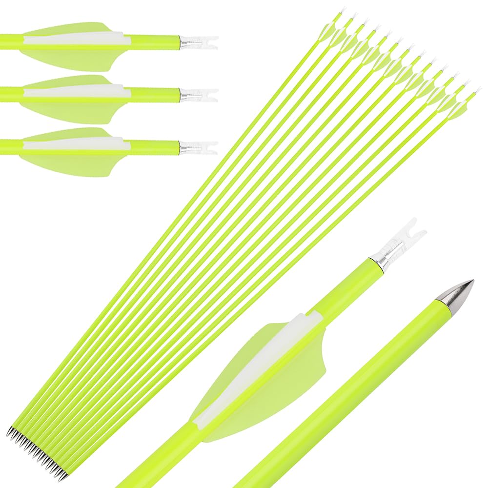 12/24 Pezzi Frecce in Carbonio per Tiro con L'Arco - Lunghezza 30" Spina 1500 con Piume in Gomma 1,75", Frecce per Caccia e Tiro a Segno per Arco Compound