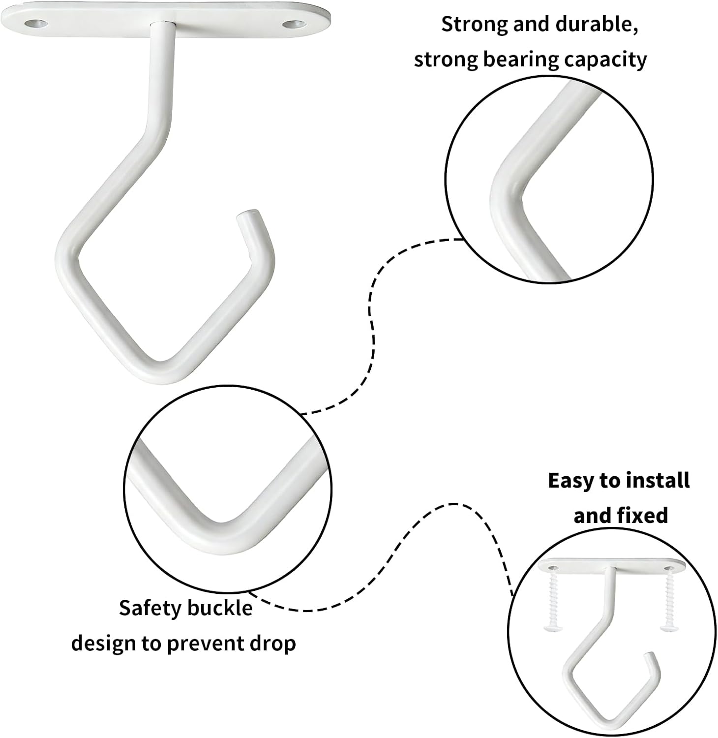 2 Pack Ceiling Hooks for Hanging Plants, 2.95in Screw Hooks White