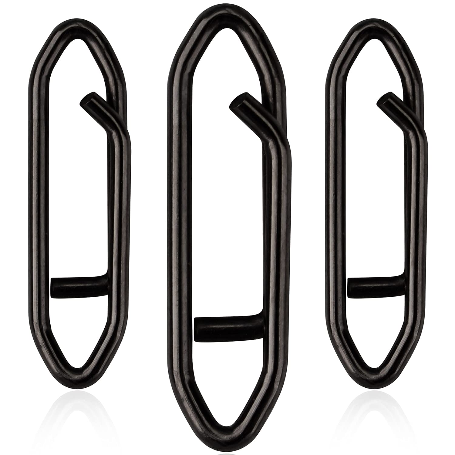 Jeeksoon Power Clips - 50 Pcs Speed Clip Fly Fishing Accessories Stainless Steel Black Nickel Tackle Fast Connector for Lures Leader Baits Hooks Weights Test 56-140 Lbs