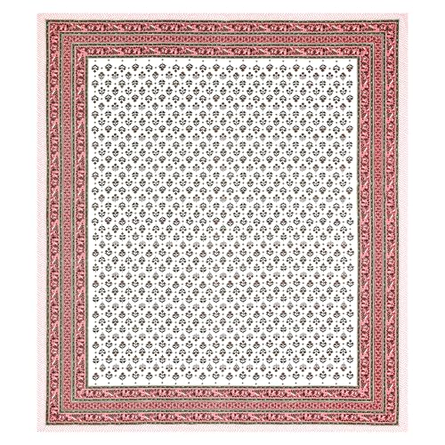 Image of BLOCKS OF INDIA Hand Block Printed 200 TC Cotton King Size Bedsheet (Peach BUTI)