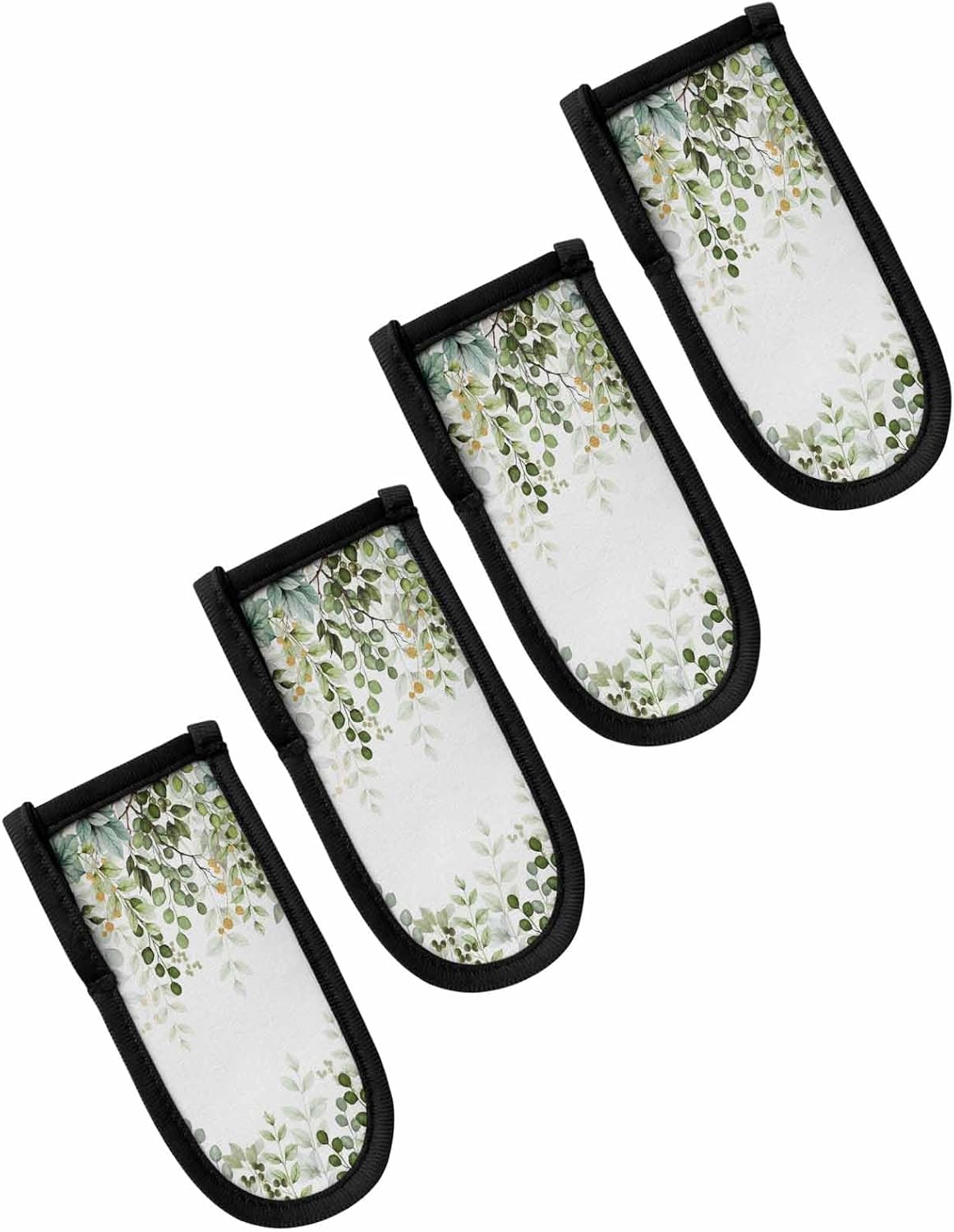 Sage Green Leaves 4 Packs Hot Handle Holder, Cast Iron Skillets Pan Handle Covers Sleeves Potholder Kitchen Decor Essential Cookware for Home Camping Cooking Tools, Spring Eucalyptus Gold Watercolor
