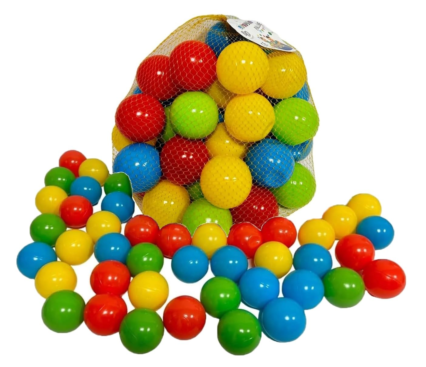 Sacca con Palline Colorate Cesta con 40 Palline Colorate ∅ 7 cm per Bambini in Rete Richiudibile Piscina Cameretta Gioco 40 Palline Palline di Plastica Colorate Gioco per Bambini (B)
