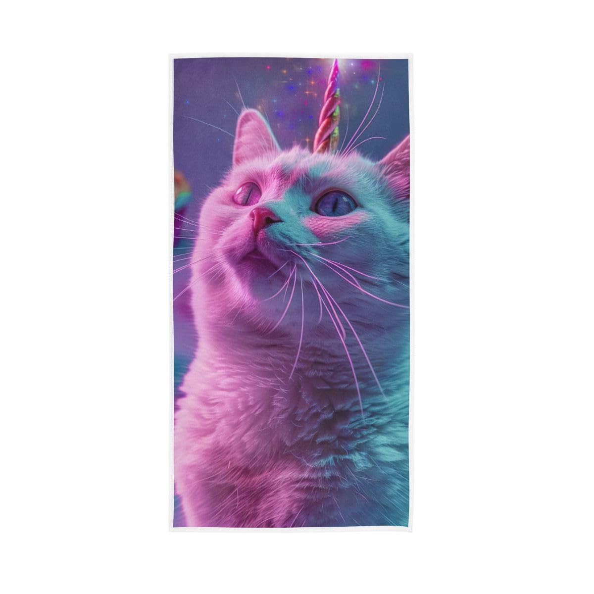 LSRCPD Cat with Unicorn Horn Hand Towels, Bathroom Hand Towels Decorative 15 x 30 Inches