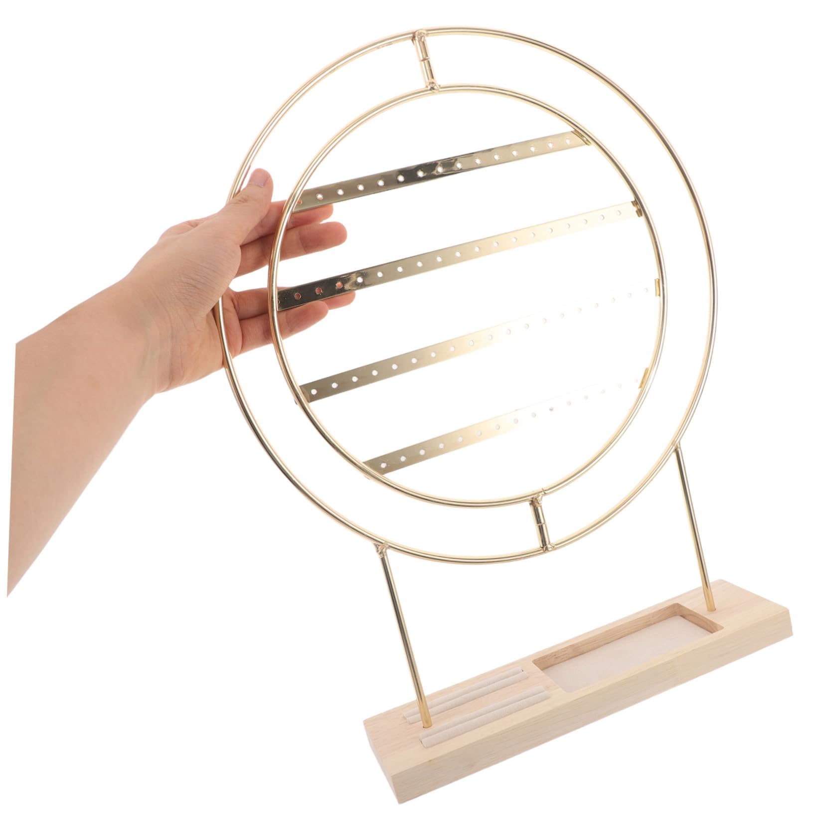 VANZACK Espositore Orecchini Rotante in Metallo Multi Livello Organizer Gioielli Regolabile con Base Stabile per Donne e Ragazze Supporto Elegante per Negozio e Esposizione