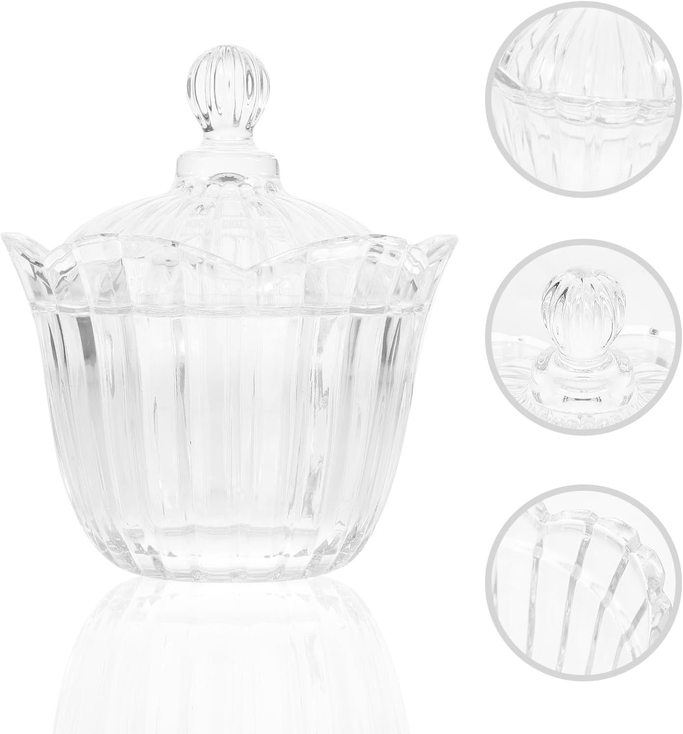 2pcs Glass Candy Holder with Lid, Large 18cm High Wide Mouth Glass Snack Storage Canisters for Dry Food Organization, Airtight Food Jars for Kitchen Pantry