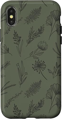 Miniatura 7 de Funda estética floral verde oliva oscuro para iPhone 11