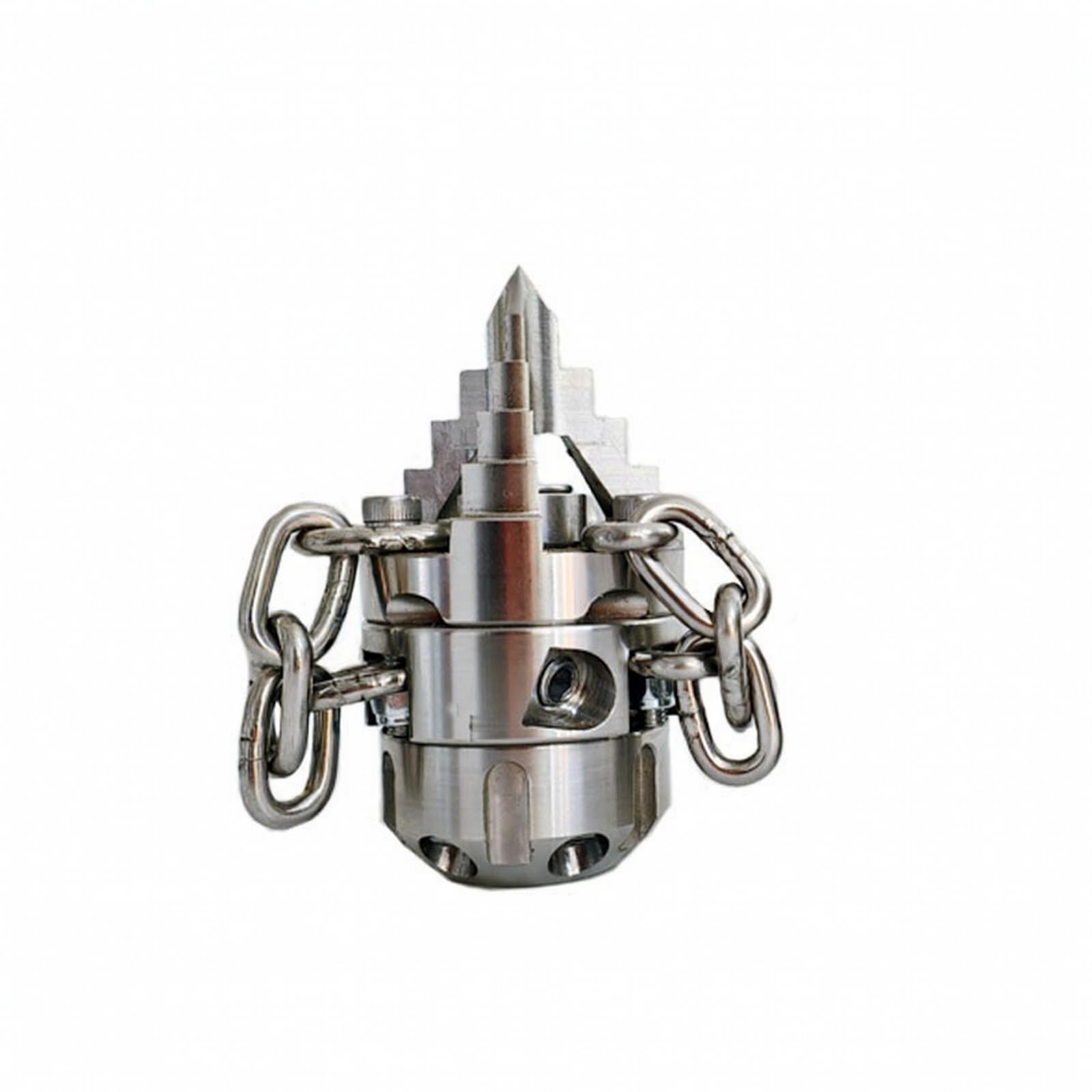 de Alta Presión Giratoria Rotativa de Limpieza en Acero Inoxidable 304 con Cuerpo Cilíndrico Compacto y Conexión Rosca, 100L/Min, 1/2 Pulgada Rosca Interna, Tipo Cadena