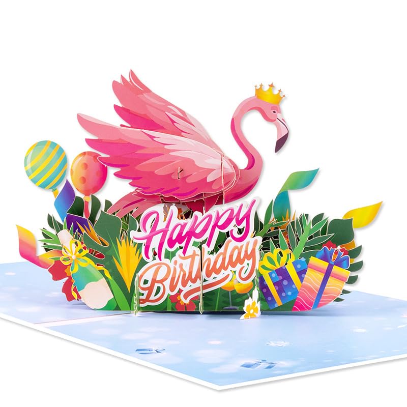 3D Pop Up Pink Flamingo Birthday Card Funny Greeting Card for Her Best Friend Daughter Sister or Mother with Envelope — image 1