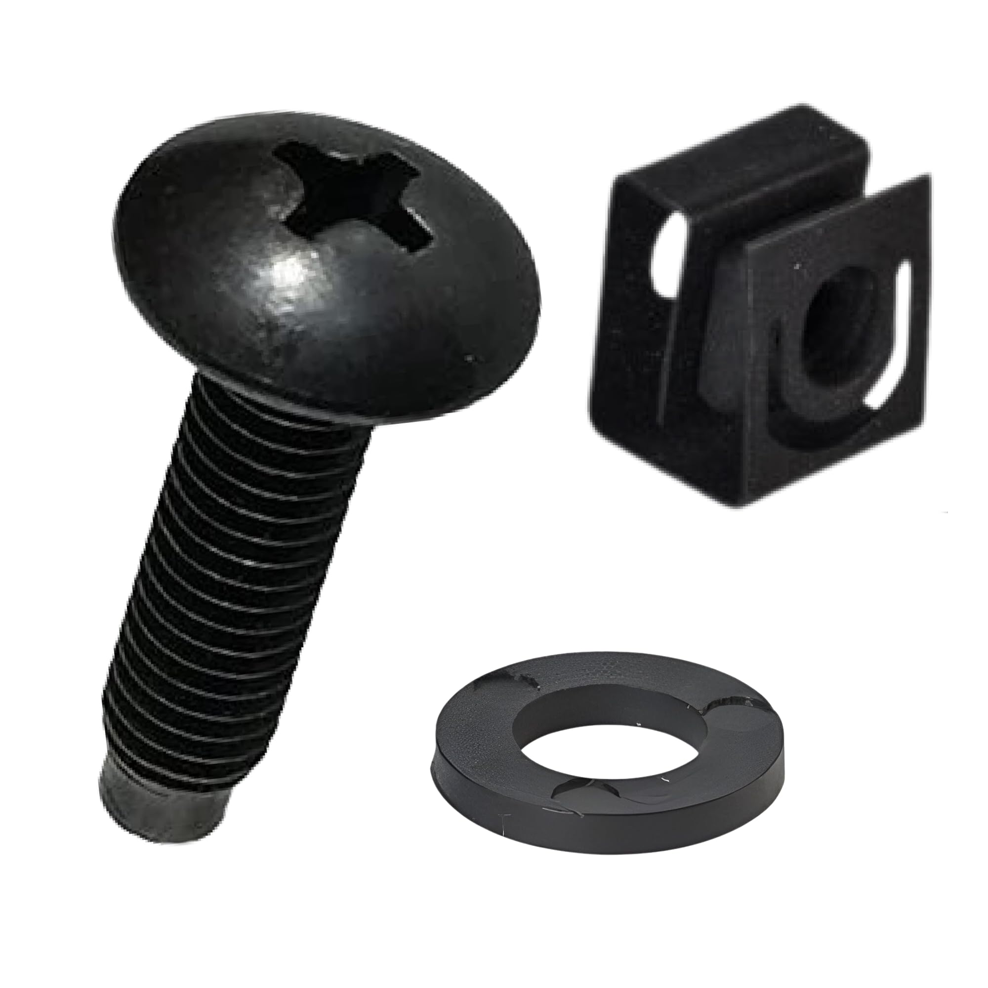 RackGold(r) Black 10-32 Slide-on Cage Nut & Screws w/Washers 25-Pack - USA Made