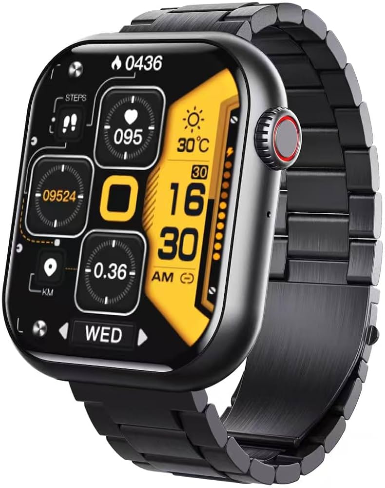 Amazon | スマートウォッチ 日本製センサー 健康管理 通話機能 1.9