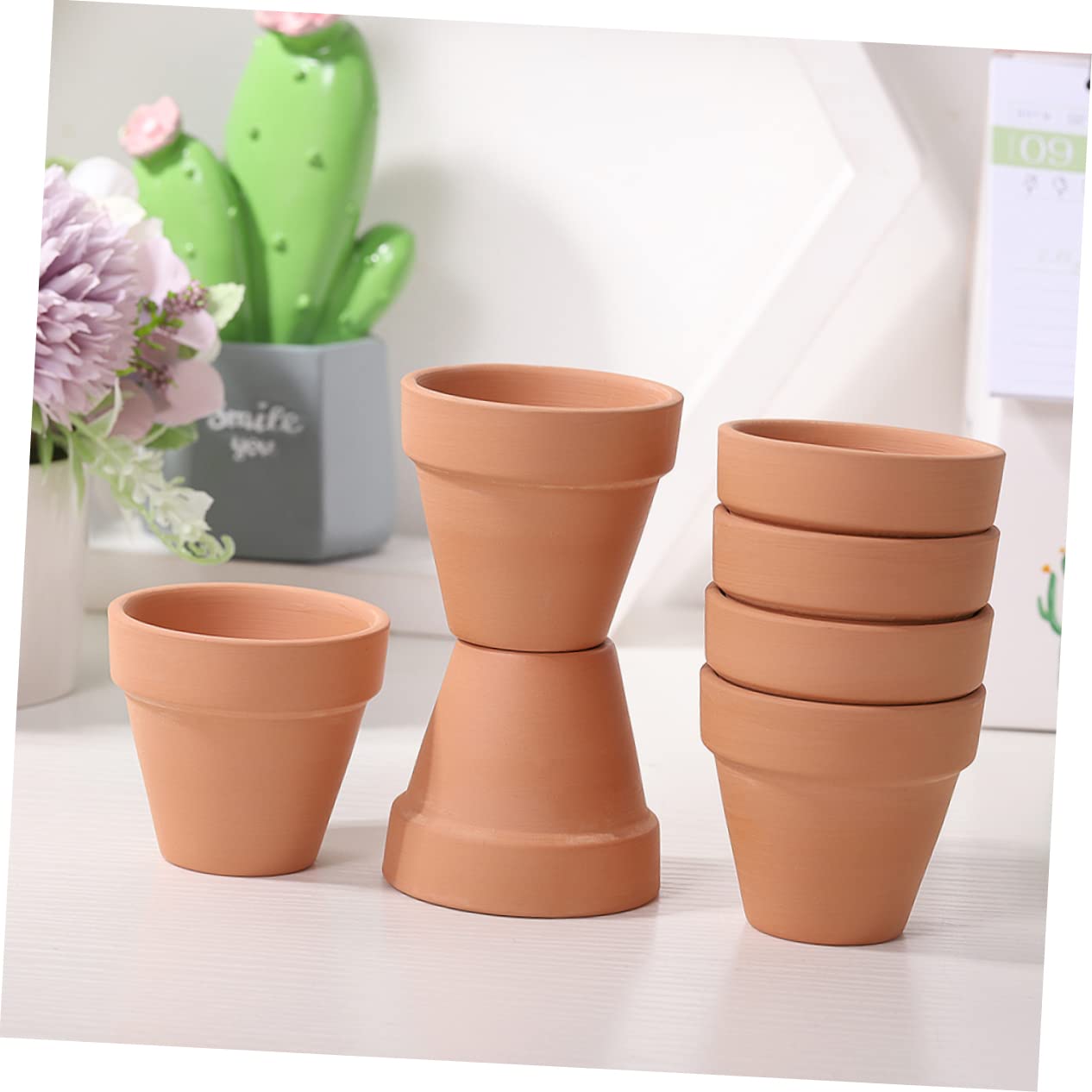 VANZACK Vasi in Ceramica Confezione Da 5 10x10 Cm Piccoli Vasi Da Parete Per Decorazioni Interne Ed Esterne